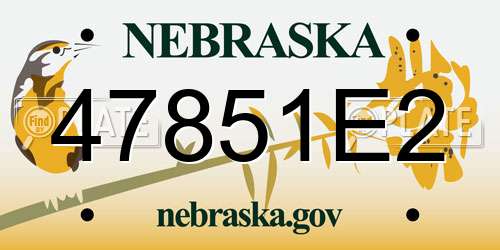 47851E2 Nebraska License Plate