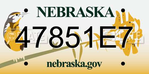 47851E7 Nebraska License Plate