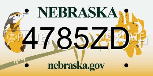 4785ZD Nebraska License Plate