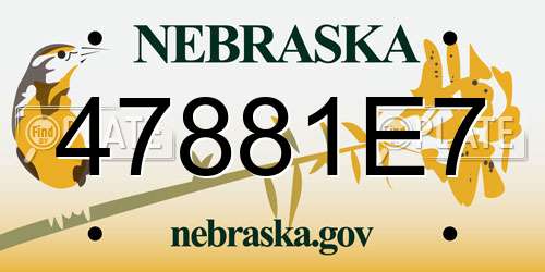 47881E7 Nebraska License Plate