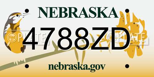 4788ZD Nebraska License Plate