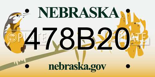 478B20 Nebraska License Plate