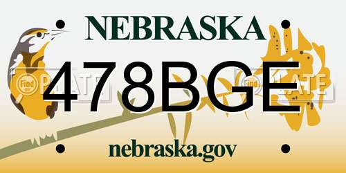 478BGE Nebraska License Plate