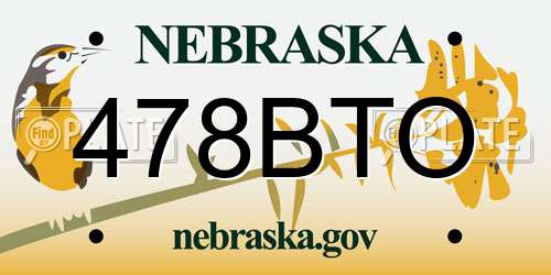 478BTO Nebraska License Plate