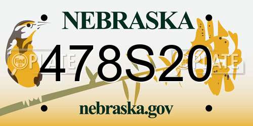 478S20 Nebraska License Plate