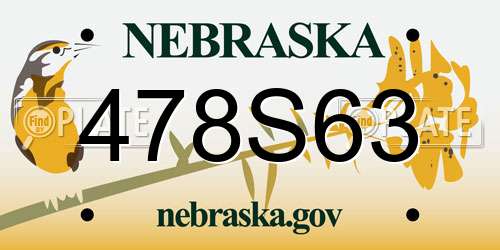478S63 Nebraska License Plate