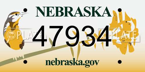 47934 Nebraska License Plate