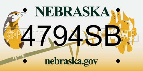 4794SB Nebraska License Plate