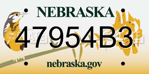 47954B3 Nebraska License Plate