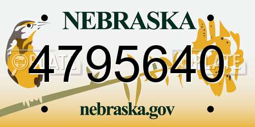 4795640 Nebraska License Plate