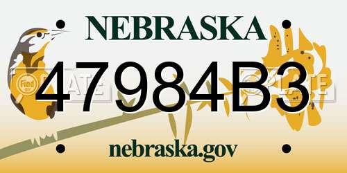 47984B3 Nebraska License Plate