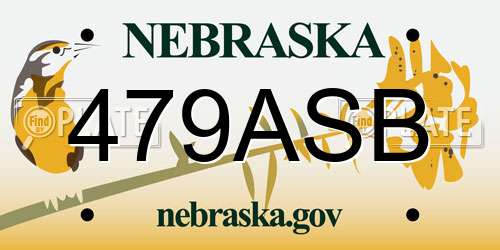479ASB Nebraska License Plate
