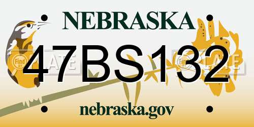 47BS132 Nebraska License Plate