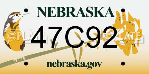 47C92 Nebraska License Plate