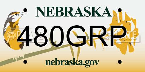 480GRP Nebraska License Plate