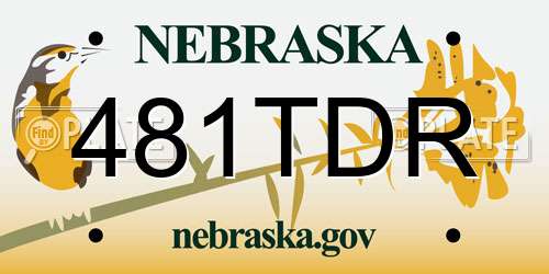 481TDR Nebraska License Plate