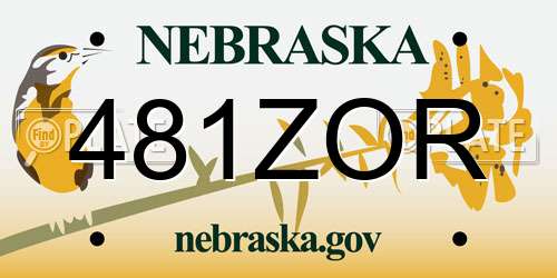 481ZOR Nebraska License Plate
