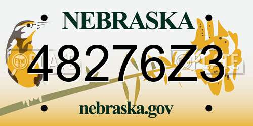 48276Z3 Nebraska License Plate