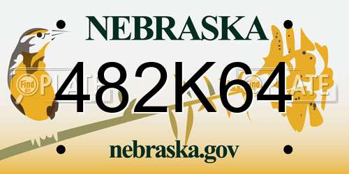482K64 Nebraska License Plate