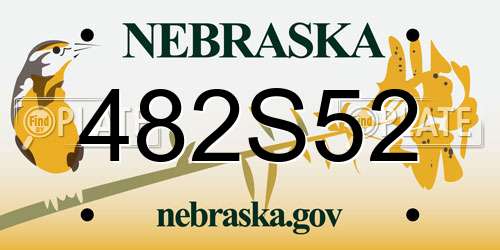 482S52 Nebraska License Plate