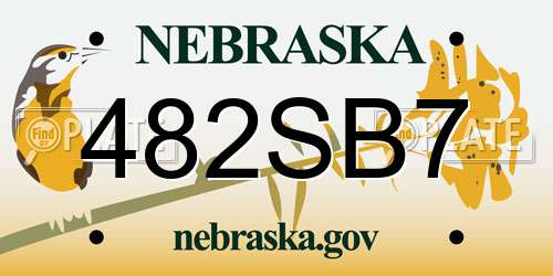 482SB7 Nebraska License Plate
