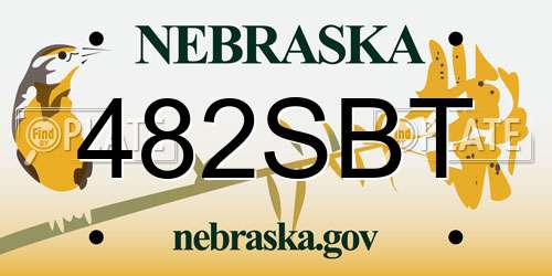 482SBT Nebraska License Plate