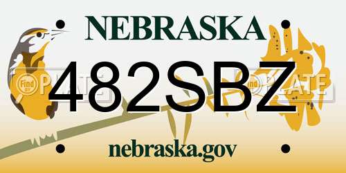 482SBZ Nebraska License Plate