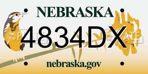 4834DX Nebraska License Plate