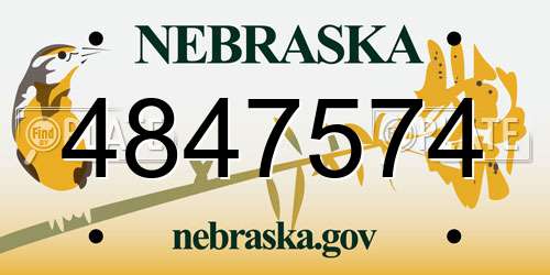 4847574 Nebraska License Plate