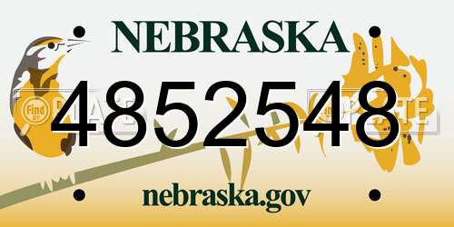 4852548 Nebraska License Plate