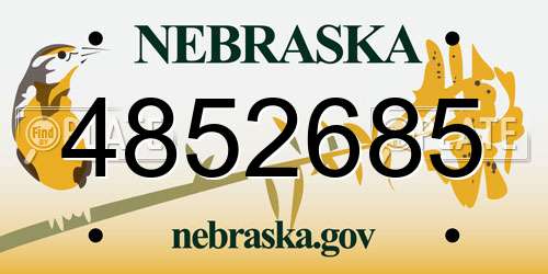 4852685 Nebraska License Plate