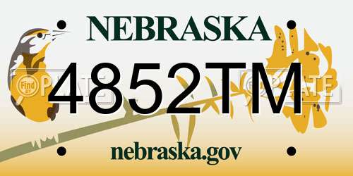 4852TM Nebraska License Plate