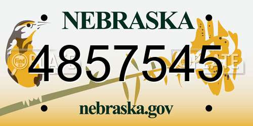 4857545 Nebraska License Plate