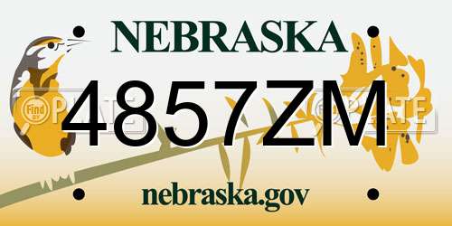 4857ZM Nebraska License Plate