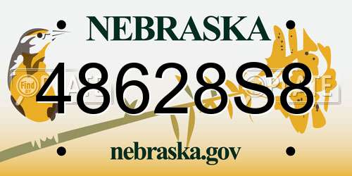 48628S8 Nebraska License Plate