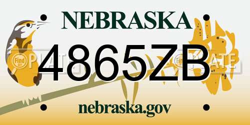 4865ZB Nebraska License Plate