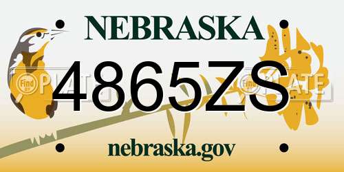 4865ZS Nebraska License Plate