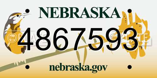 4867593 Nebraska License Plate