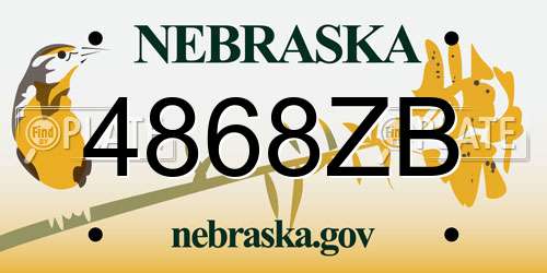 4868ZB Nebraska License Plate