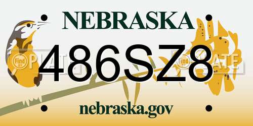 486SZ8 Nebraska License Plate