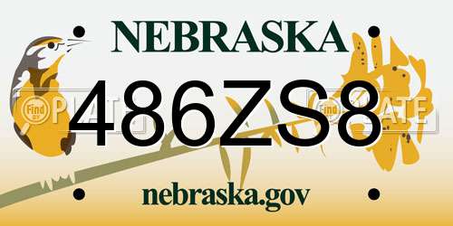 486ZS8 Nebraska License Plate
