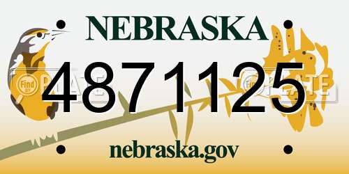 4871125 Nebraska License Plate