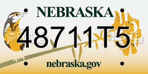 48711T5 Nebraska License Plate