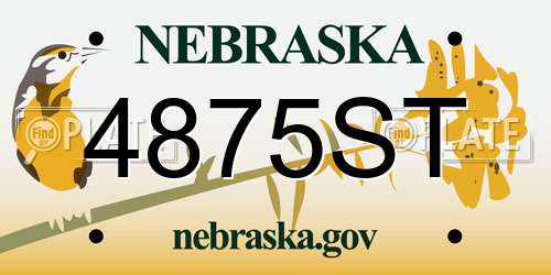 4875ST Nebraska License Plate