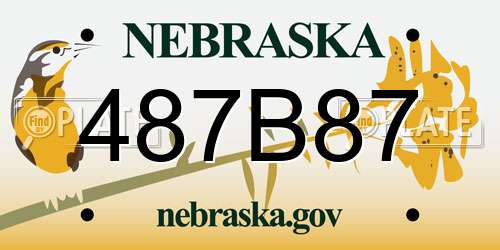 487B87 Nebraska License Plate