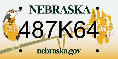487K64 Nebraska License Plate