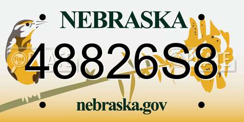 48826S8 Nebraska License Plate