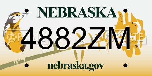 4882ZM Nebraska License Plate