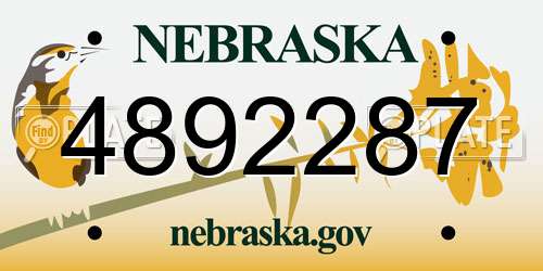 4892287 Nebraska License Plate