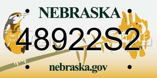 48922S2 Nebraska License Plate
